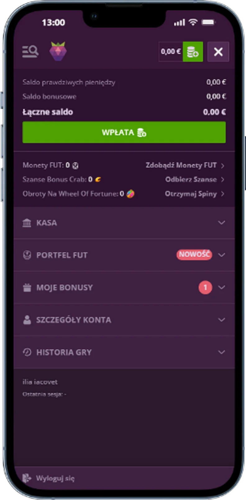 Zakończ Malina rejestrację casino
