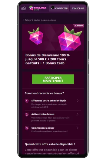 Accédez à la section Bonus et activez