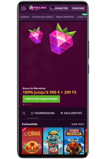 Visitez le site officiel Malina Casino